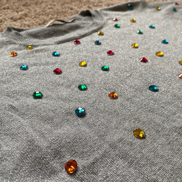 💎Stella McCartney beautiful gray sweater with gems running front and back 💎 - Picture 4 of 5